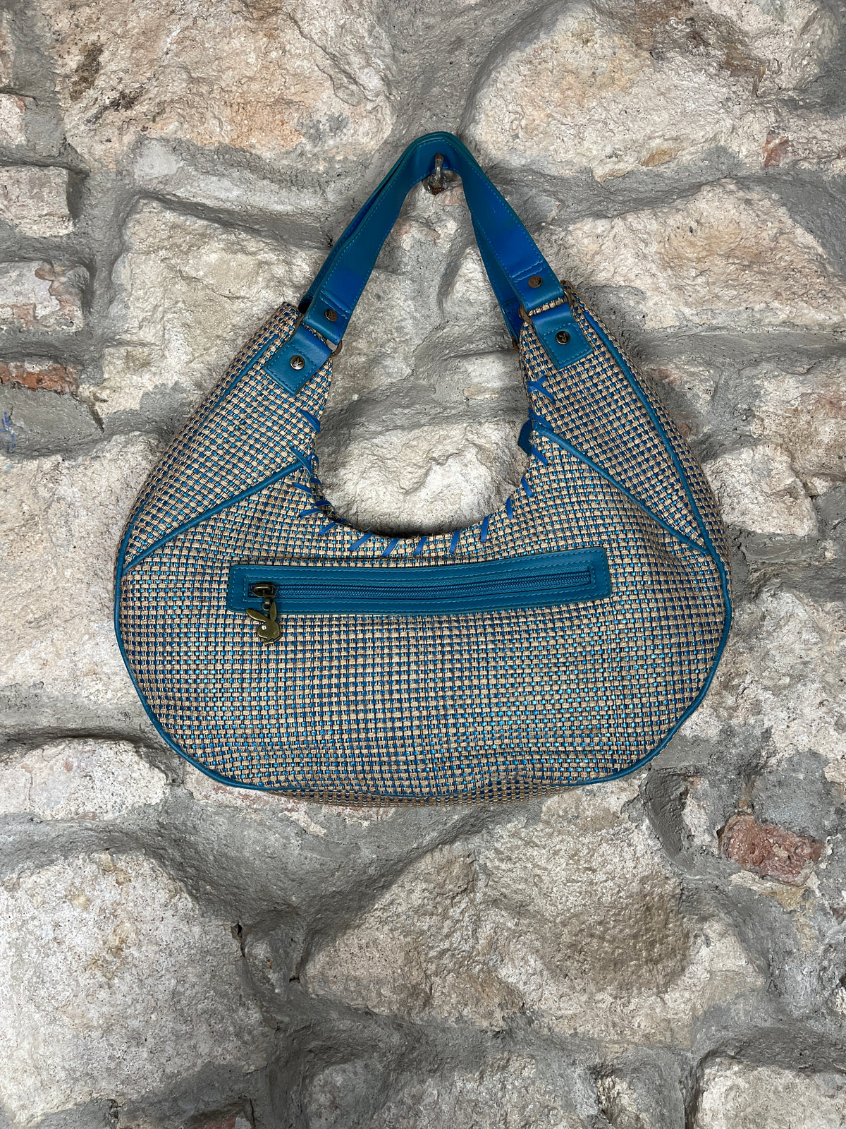 Y2K PLayboy Shoulder Bag Jute Blue Brown Deadstock 2004