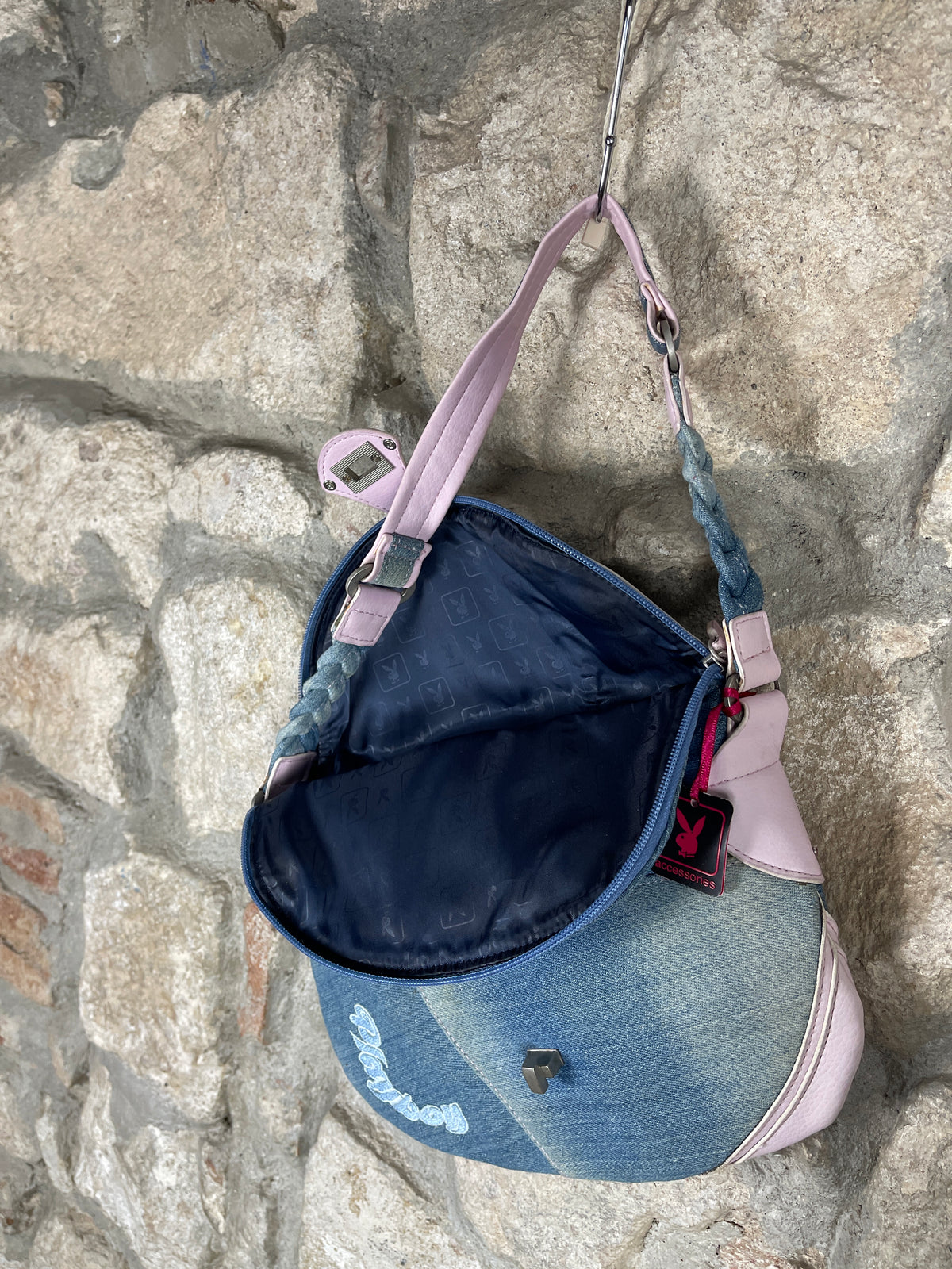 Y2K Playboy Shoulder Bag Denim Blue Pink Deadstock 2004