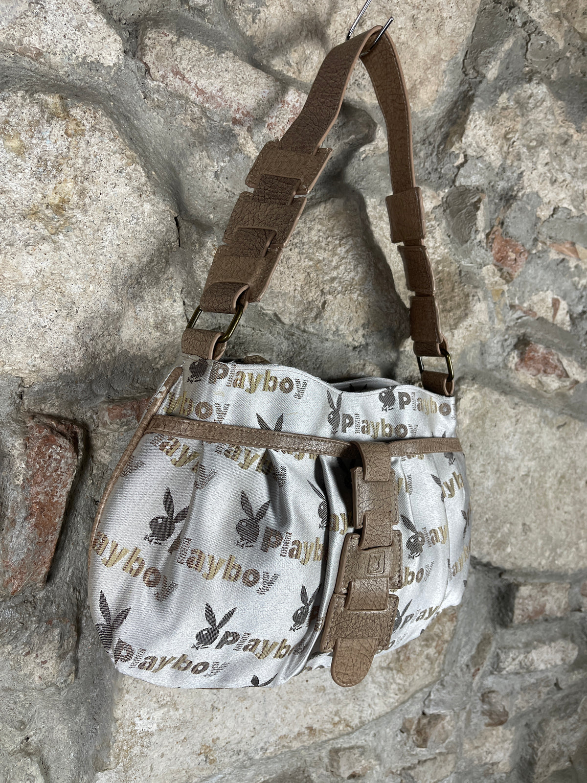 Y2K Playboy Shoulder Bag Creme Beige