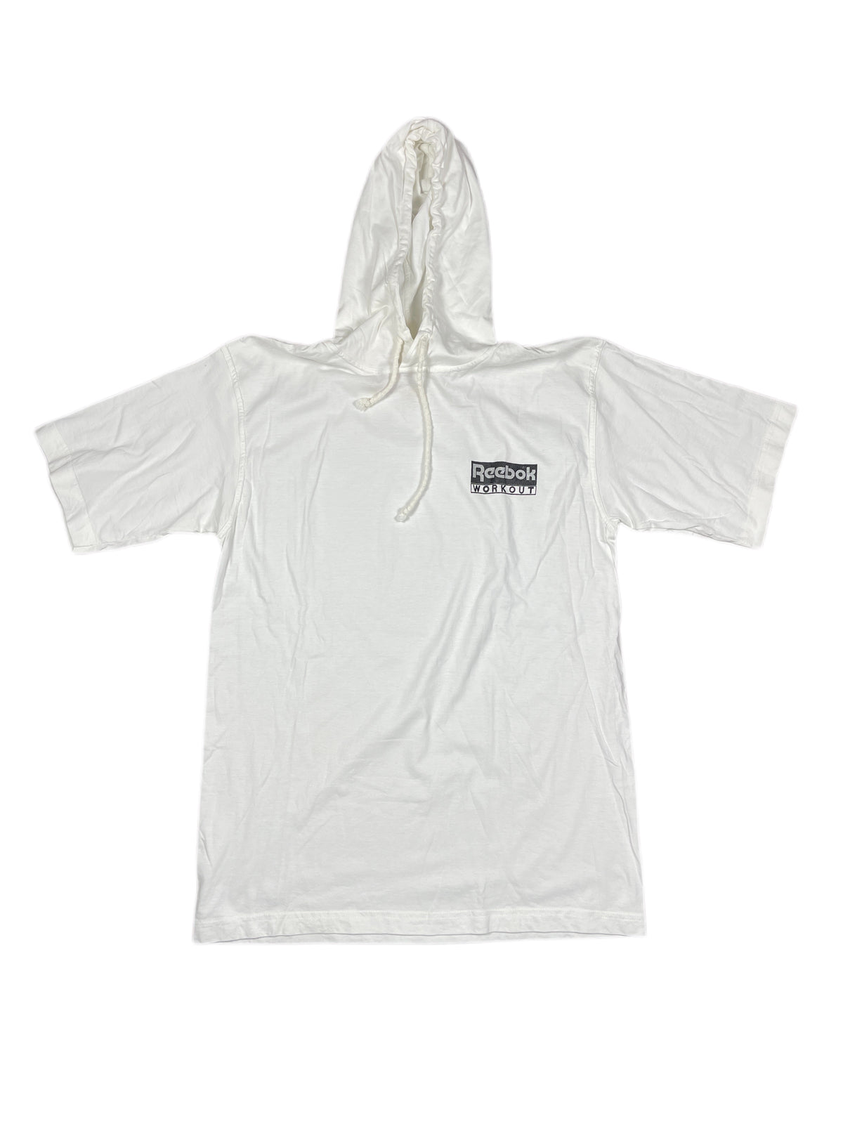Vintage 90s Reebok Workout T-Shirt w Hoodie White - M