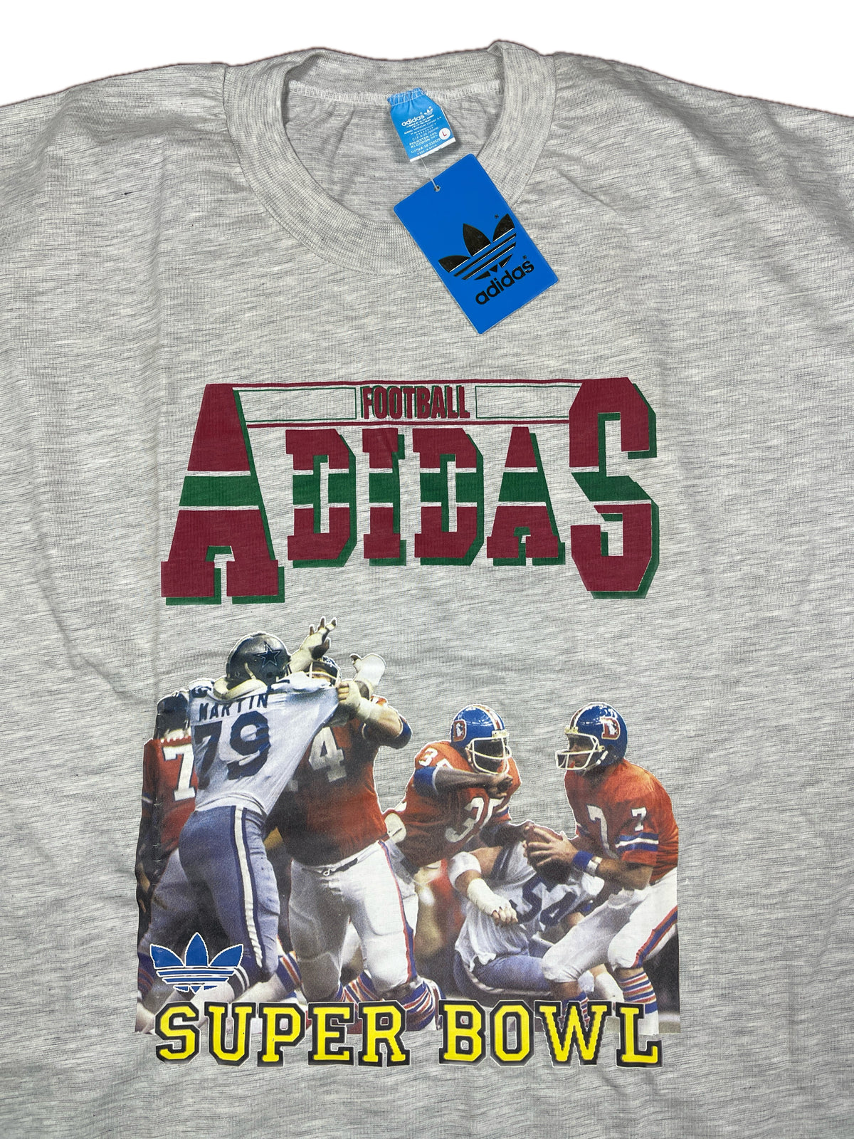 Vintage Adidas 1980s Super Bowl T-Shirt Gray - L