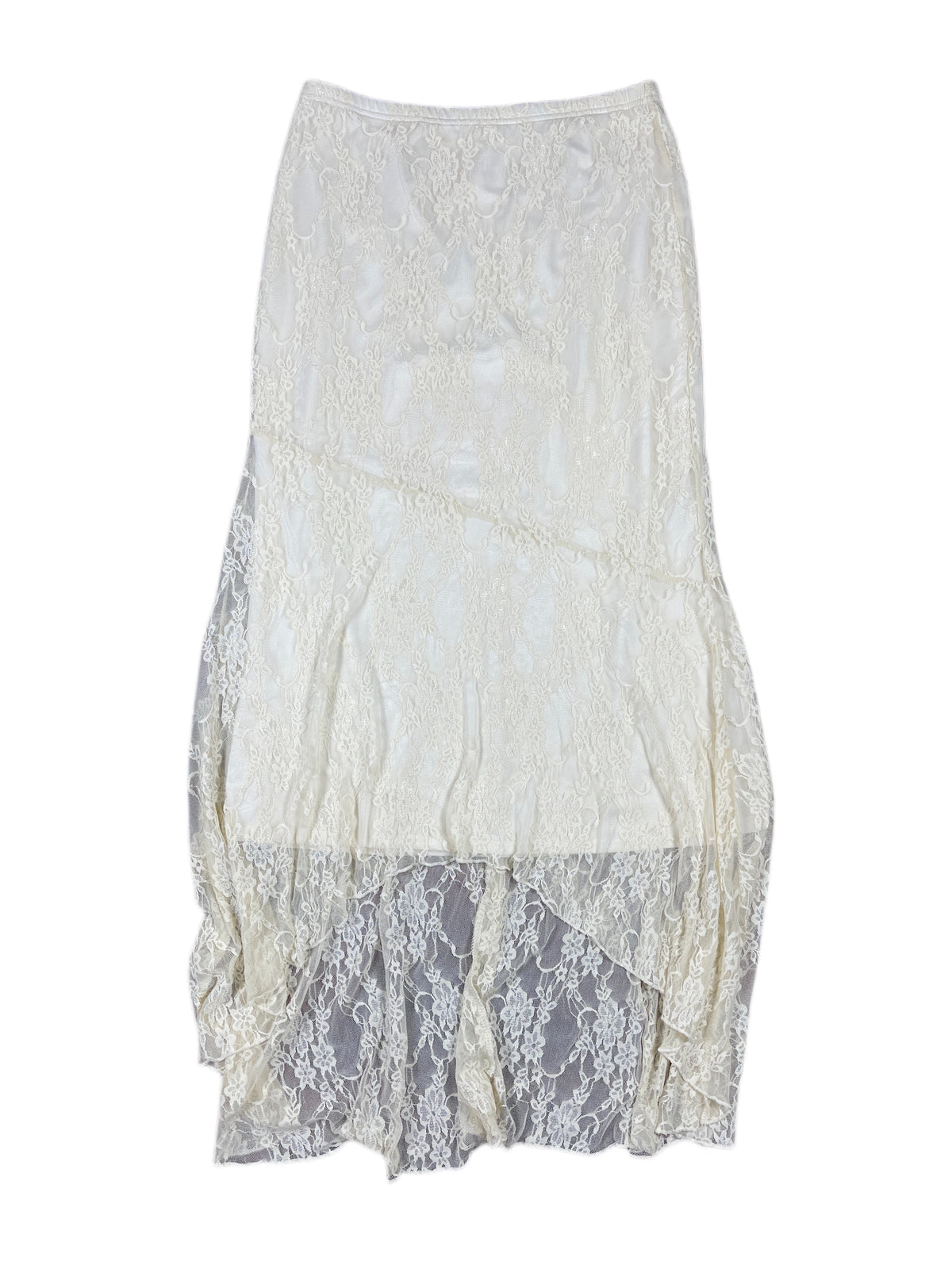 Y2k Long See Through Skirt Cream - L