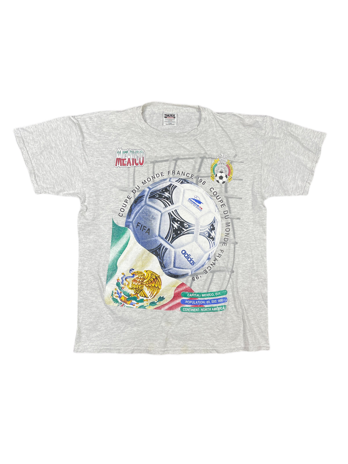 Vintage Tultex Coupe Du Monde France'98 Mexico Rare T-shirt Gray - L