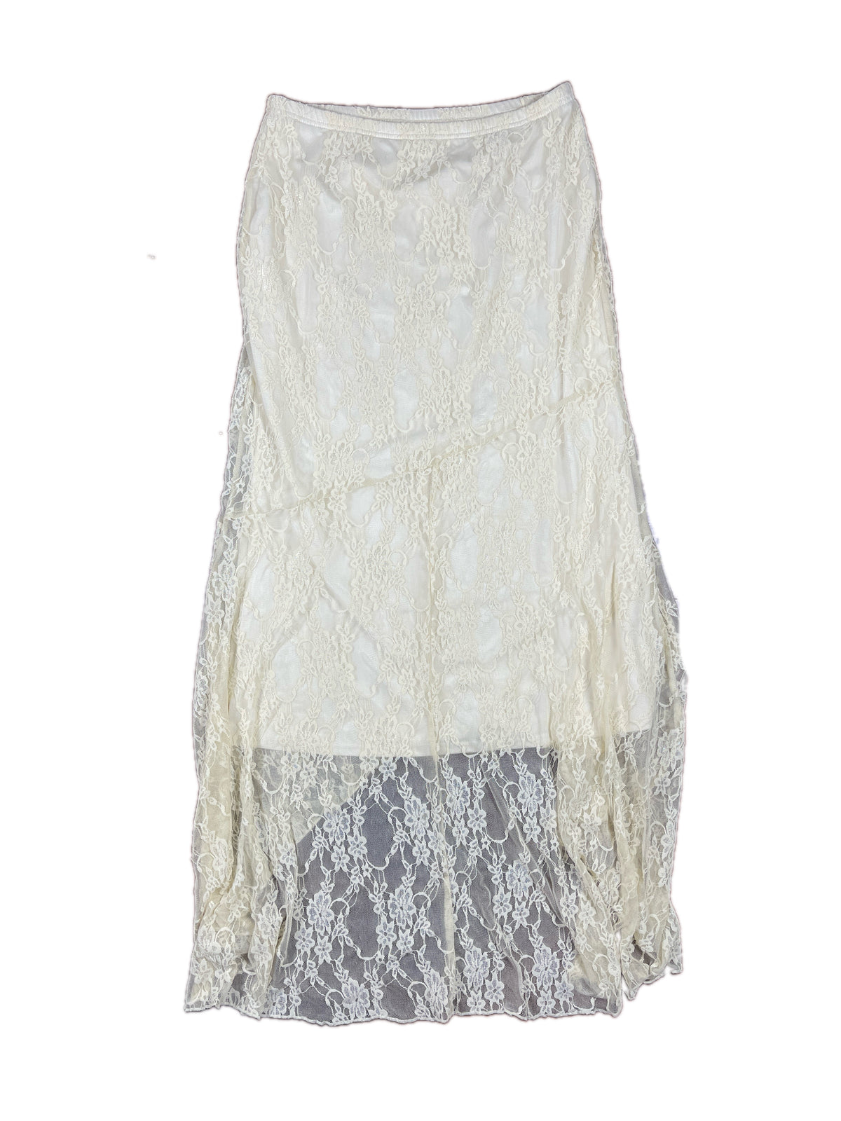 Y2k Long See Through Skirt Cream - L