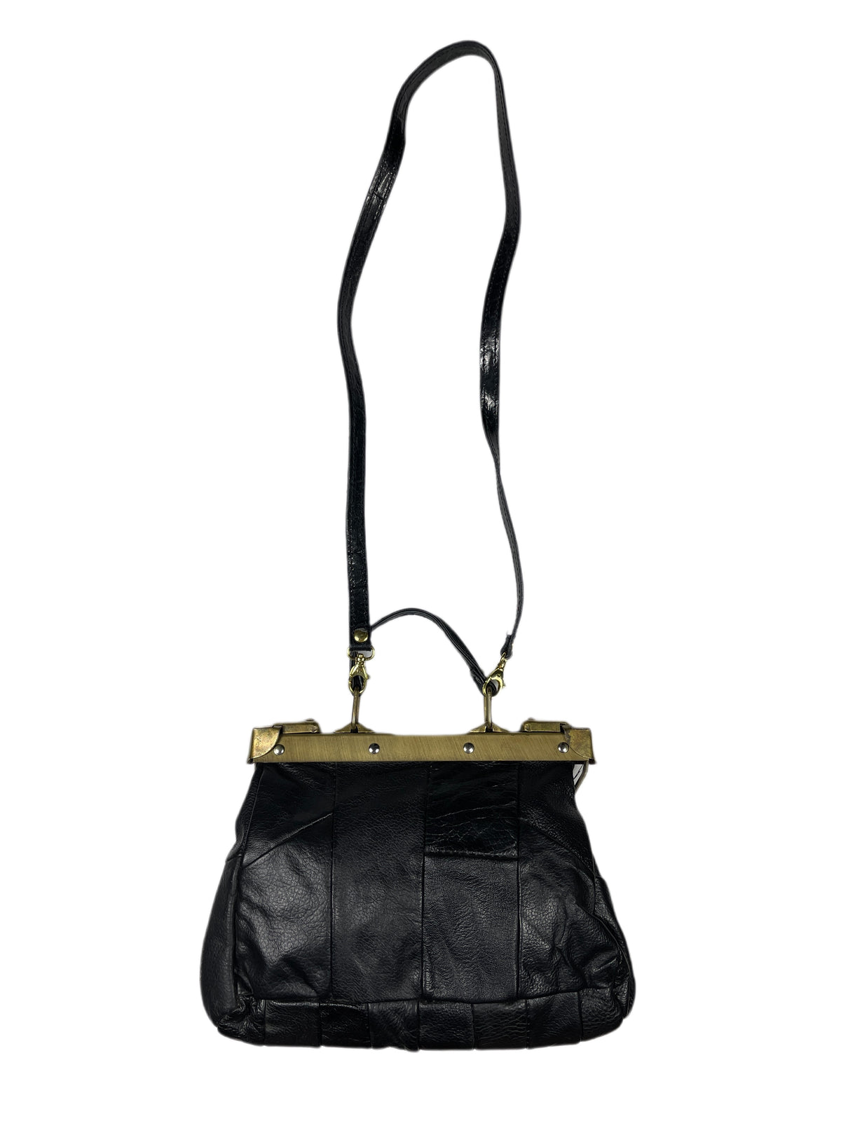 Vintage 70s Leather Shoulder Bag Black
