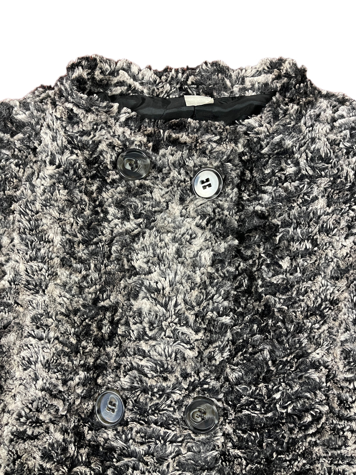 Vintage Faux Fur Coat Black White - M